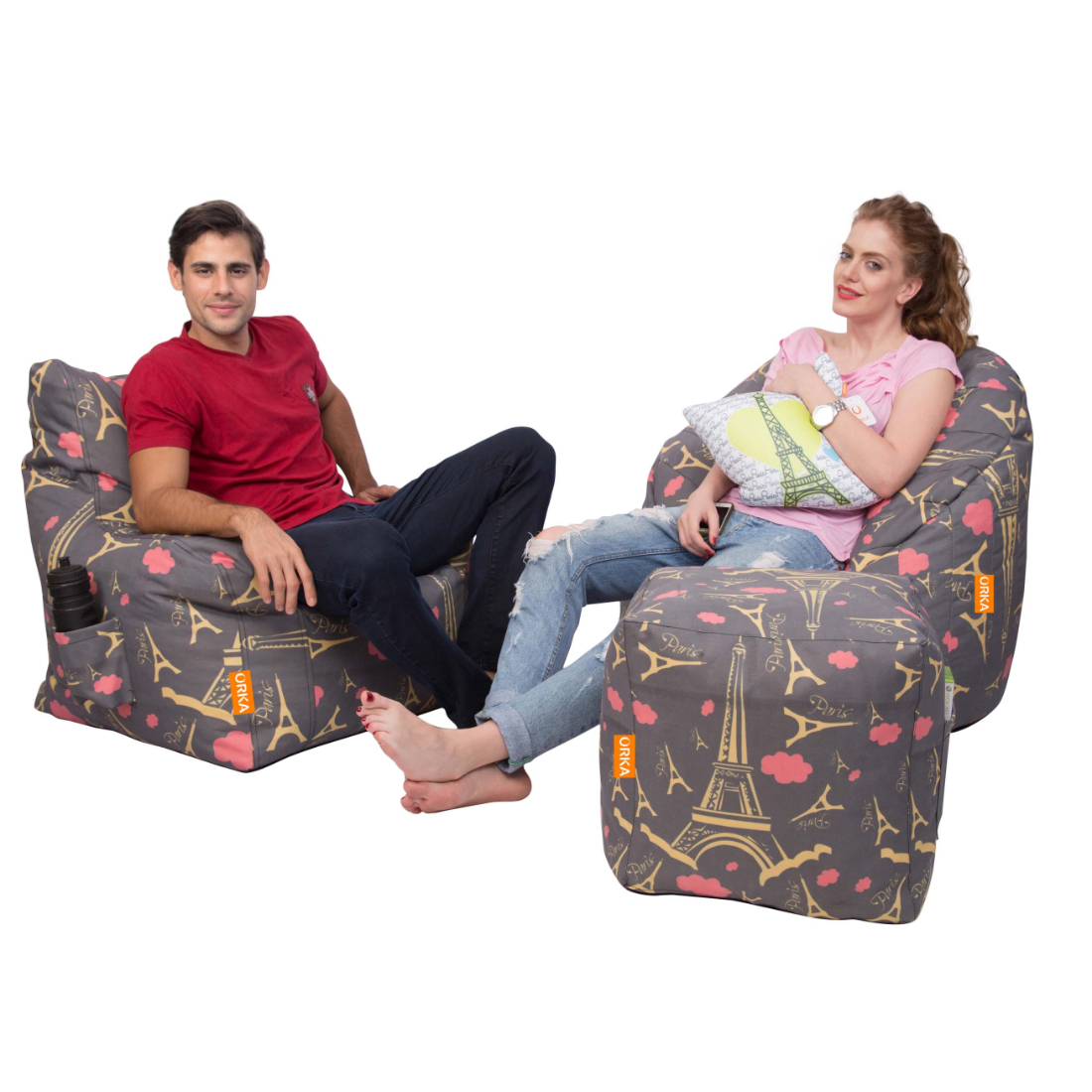 Can bean bags Combo Arm Chair, Big Boss Chair, Footstool Bean Bag (Paris)